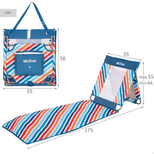 Aktive Tapete de praia reclinável multicolorido com cooler