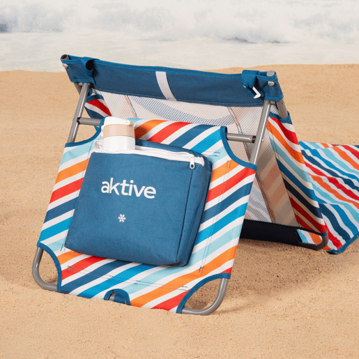 Aktive Tapete de praia reclinável multicolorido com cooler