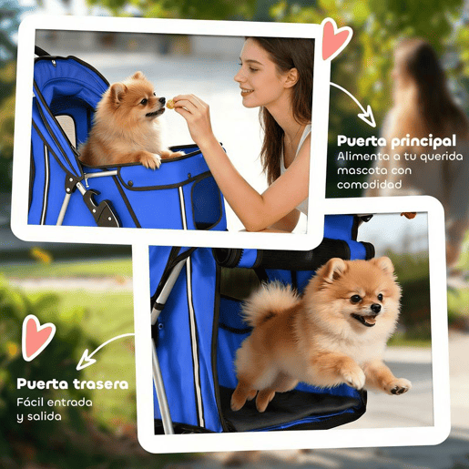 PawHut Carrinho para Cães Dobrável, Cochecito para Cães Pequenos com Cesto de Arrumação, Janelas em Rede, Suportes para Copos, Rodas EVA, Almofada Lavável, Travões, Carga 10 kg, 77x44x102 cm, Azul PawHut Carrinho para Cães Dobrável, Cochecito para Cães Pequenos com Cesto de Arrumação, Janelas em Rede, Suportes para Copos, Rodas EVA, Almofada Lavável, Travões, Carga 10 kg, 77x44x102 cm, Azul