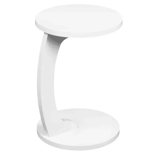 Mesa auxiliar redonda de 38 cm - Design em C, multifuncional para sofá e computador - Branco Mesa auxiliar redonda de 38 cm - Design em C, multifuncional para sofá e computador - Branco
