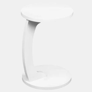 Mesa auxiliar redonda de 38 cm - Design em C, multifuncional para sofá e computador - Branco