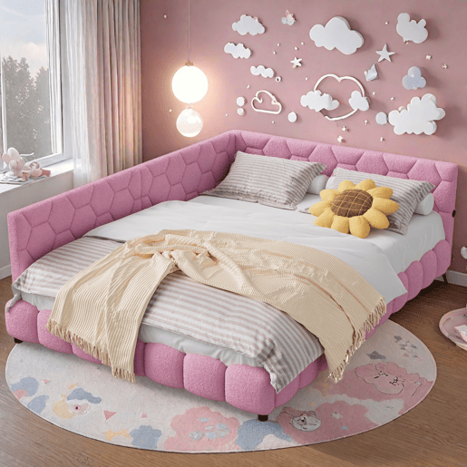 Cama de casal estofada de 140 x 200 cm com entrada para carregamento USB e iluminação LED para adolescentes e adultos, cor-de-rosa Cama de casal estofada de 140 x 200 cm com entrada para carregamento USB e iluminação LED para adolescentes e adultos, cor-de-rosa