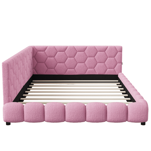 Cama de casal estofada de 140 x 200 cm com entrada para carregamento USB e iluminação LED para adolescentes e adultos, cor-de-rosa Cama de casal estofada de 140 x 200 cm com entrada para carregamento USB e iluminação LED para adolescentes e adultos, cor-de-rosa