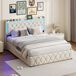 Cama multifuncional, cama doble, LED, USB 145x199 Cama multifuncional, cama doble, LED, USB 145x199 Beige