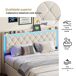 Cama multifuncional, cama doble, LED, USB 145x199 Cama multifuncional, cama doble, LED, USB 145x199 Beige