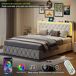 Cama multifuncional, cama doble, LED, USB 145x199 Cama multifuncional, cama doble, LED, USB 145x199 Beige