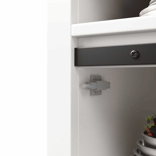 Armário alto de cozinha - com porta USB, iluminação LED, arrumação multifuncional e ampla superfície de trabalho para a cozinha e a sala de jantar - Branco