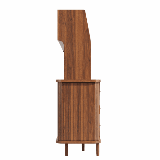 Aparador de cozinha com 174,5 cm - design em rattan com portas de correr em vidro, amplo espaço de arrumação, acabamento em madeira natural estilo nogueira, capacidade de carga de 60 kg - nogueira