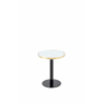 Mesa auxiliar redonda 60x60x74 cm - tampo com efeito de mármore, estrutura em aço inoxidável dourado, estilo moderno e luxuoso - Branco