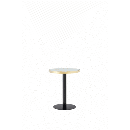 Mesa auxiliar redonda 60x60x74 cm - tampo com efeito de mármore, estrutura em aço inoxidável dourado, estilo moderno e luxuoso - Branco Mesa auxiliar redonda 60x60x74 cm - tampo com efeito de mármore, estrutura em aço inoxidável dourado, estilo moderno e luxuoso - Branco