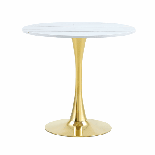 Mesa de jantar redonda de 80 cm u2013 design moderno em forma de tulipa com pé metálico para a cozinha e a sala de estar u2013 branca Mesa de jantar redonda de 80 cm u2013 design moderno em forma de tulipa com pé metálico para a cozinha e a sala de estar u2013 branca