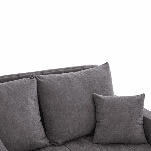 Sofá-cama multifuncional em tecido para 2 pessoas - sofá-cama dobrável, convertível em sofá ou cama, com bolsos de arrumação nos braços, porta-carregador USB e porta-copos - cinzento chenille
