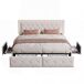 Cama doble, LED, 4 cajas de almacenamiento 208x145 Cama doble, LED, 4 cajas de almacenamiento 208x145 Beige