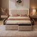Cama doble, LED, 4 cajas de almacenamiento 208x145 Cama doble, LED, 4 cajas de almacenamiento 208x145 Beige