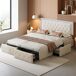 Cama doble, LED, 4 cajas de almacenamiento 208x165 Cama doble, LED, 4 cajas de almacenamiento 208x165 Beige