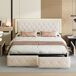 Cama doble, LED, 4 cajas de almacenamiento 208x165 Cama doble, LED, 4 cajas de almacenamiento 208x165 Beige