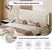 Cama doble, LED, 4 cajas de almacenamiento 208x165 Cama doble, LED, 4 cajas de almacenamiento 208x165 Beige