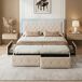 Cama doble, LED, 4 cajas de almacenamiento 208x165 Cama doble, LED, 4 cajas de almacenamiento 208x165 Beige