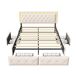 Cama doble, LED, 4 cajas de almacenamiento 208x165 Cama doble, LED, 4 cajas de almacenamiento 208x165 Beige