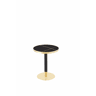 Mesa auxiliar redonda 60x60x74 cm - Estilo moderno com tampo com efeito de mármore, borda dourada e estrutura metálica estável - Preto