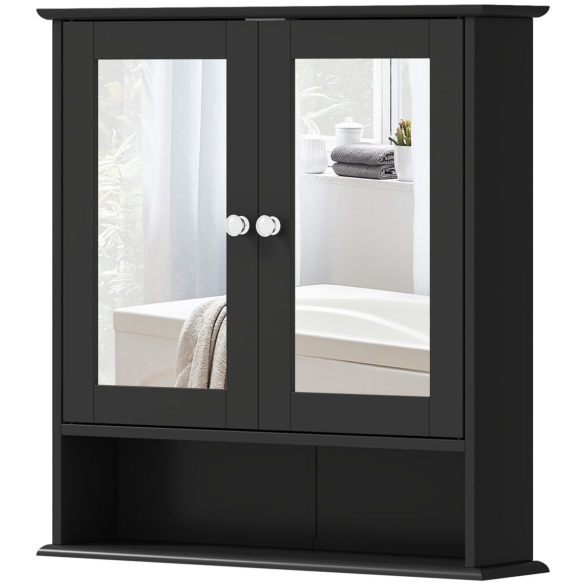 Armario de Baño con Espejo - Muebles De Baño 56 Negro