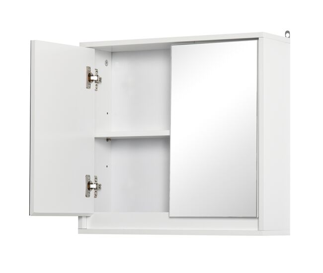 Armario de baño con espejo con 2 puertas y balda ajustable mueble colgante de estilo moderno 48x14,5x45 cm blanco