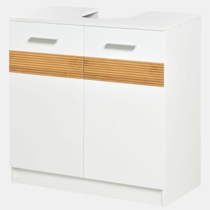 Armário de banheiro para pia, unidade de chão em madeira com 2 portas e prateleira interna, estilo moderno, 60x30x60,5 cm, branco