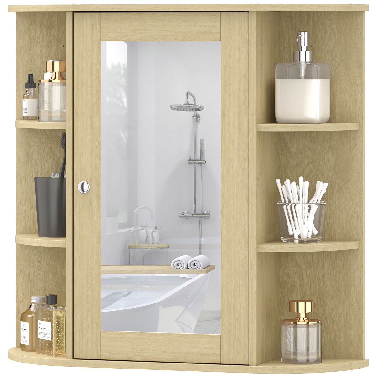 Armario de Baño con Espejo - Muebles De Baño 66 Natural