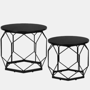Mesa de centro redonda 50x50 cm - design moderno com tampo removível, conjunto de 2 peças - preto