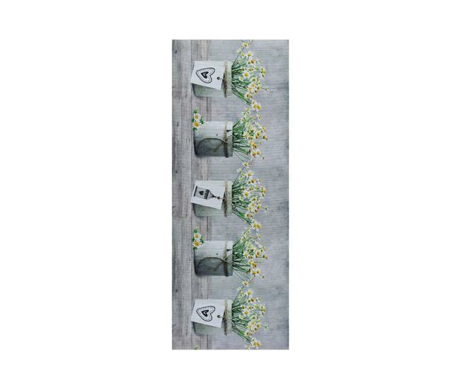 Alfombra de cocina motivos florales gris sprinty, 52x100 cm - atticgo