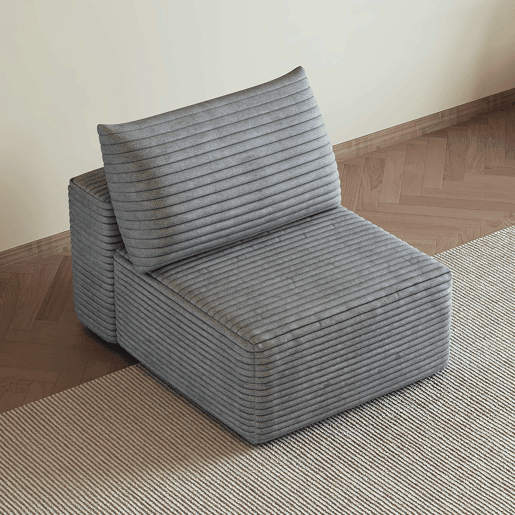 Sofá relax 70 x 95 x 83 cm - 1 lugar, estofado em veludo - Cinzento Sofá relax 70 x 95 x 83 cm - 1 lugar, estofado em veludo - Cinzento