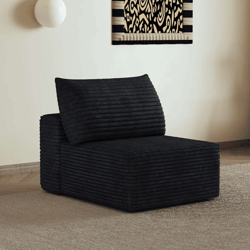 Sofá relax 70 x 95 cm - 1 lugar modular em veludo macio - Preto Sofá relax 70 x 95 cm - 1 lugar modular em veludo macio - Preto