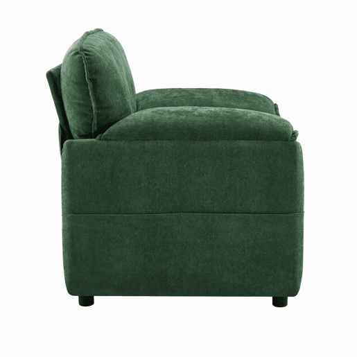 Sofá relax de 1 lugar - estilo retro com bolsos laterais para arrumação e design simples - verde