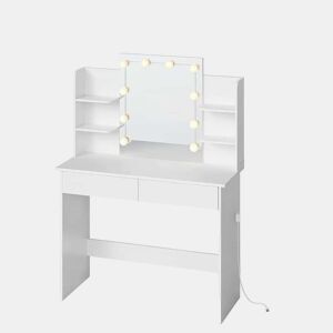 Penteadeira 90 x 40 cm - com espelho LED, design resistente - Branco