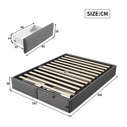 Cama 160x200cm, cama de casal, gavetas, cama funcional, cama jovem, cama com arrumação
