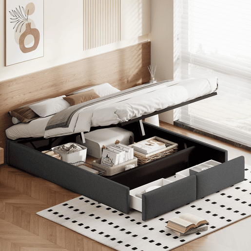 Cama 160x200cm, cama de casal, gavetas, cama funcional, cama jovem, cama com arrumação