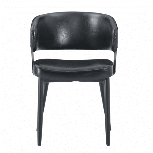 Cadeiras de jantar (2 unidades) - Estilo Mid Century Modern, cadeiras retro com braços curvos, encosto estampado e estofo em couro sintético - Preto Cadeiras de jantar (2 unidades) - Estilo Mid Century Modern, cadeiras retro com braços curvos, encosto estampado e estofo em couro sintético - Preto