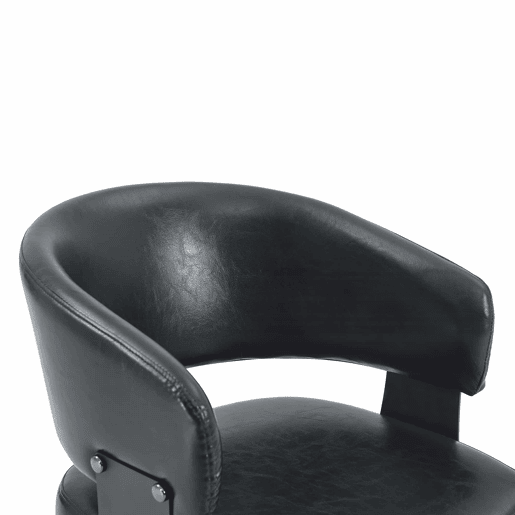 Cadeiras de jantar (2 unidades) - Estilo Mid Century Modern, cadeiras retro com braços curvos, encosto estampado e estofo em couro sintético - Preto Cadeiras de jantar (2 unidades) - Estilo Mid Century Modern, cadeiras retro com braços curvos, encosto estampado e estofo em couro sintético - Preto