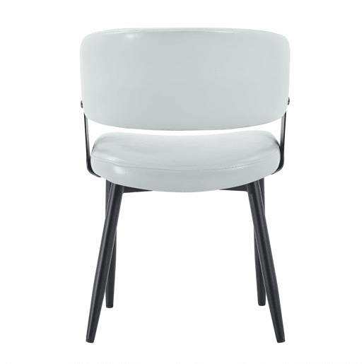 Cadeiras de jantar (2 unidades) u2013 estilo Mid Century Modern, cadeiras retro em pele sintética com braços curvos e encosto estampado u2013 cinzento Cadeiras de jantar (2 unidades) u2013 estilo Mid Century Modern, cadeiras retro em pele sintética com braços curvos e encosto estampado u2013 cinzento