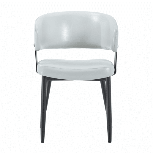 Cadeiras de jantar (2 unidades) u2013 estilo Mid Century Modern, cadeiras retro em pele sintética com braços curvos e encosto estampado u2013 cinzento Cadeiras de jantar (2 unidades) u2013 estilo Mid Century Modern, cadeiras retro em pele sintética com braços curvos e encosto estampado u2013 cinzento