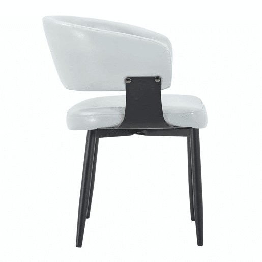 Cadeiras de jantar (2 unidades) u2013 estilo Mid Century Modern, cadeiras retro em pele sintética com braços curvos e encosto estampado u2013 cinzento Cadeiras de jantar (2 unidades) u2013 estilo Mid Century Modern, cadeiras retro em pele sintética com braços curvos e encosto estampado u2013 cinzento