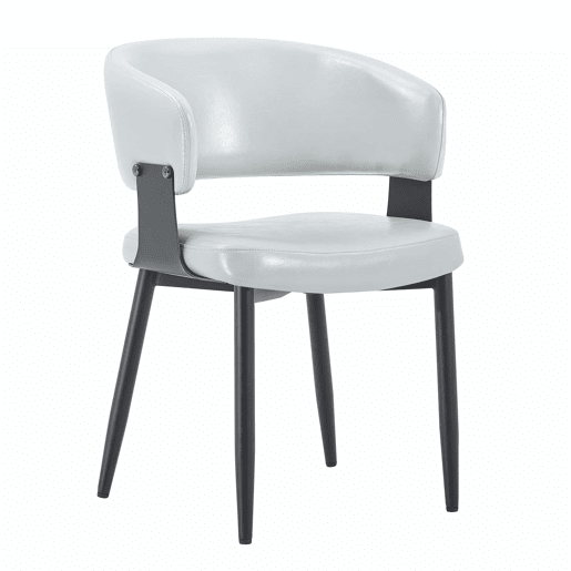 Cadeiras de jantar (2 unidades) u2013 estilo Mid Century Modern, cadeiras retro em pele sintética com braços curvos e encosto estampado u2013 cinzento Cadeiras de jantar (2 unidades) u2013 estilo Mid Century Modern, cadeiras retro em pele sintética com braços curvos e encosto estampado u2013 cinzento