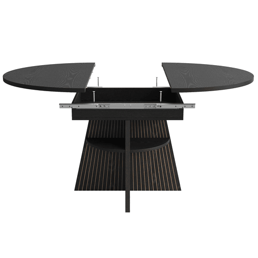 Mesa de jantar extensível - com compartimento de arrumação aberto nas pernas, design multifuncional que poupa espaço para a sala de estar e de jantar, tampo reforçado, cantos arredondados - Preto Mesa de jantar extensível - com compartimento de arrumação aberto nas pernas, design multifuncional que poupa espaço para a sala de estar e de jantar, tampo reforçado, cantos arredondados - Preto