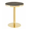 Mesa auxiliar redonda 60x60x73,5 cm u2014 com estrutura em aço inoxidável dourado e tampo com efeito de mármore, design de luxo u2014 cinzento e dourado