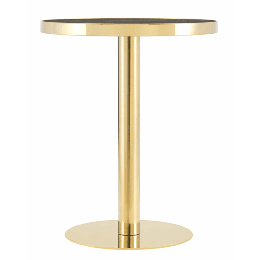Mesa auxiliar redonda 60x60x73,5 cm u2014 com estrutura em aço inoxidável dourado e tampo com efeito de mármore, design de luxo u2014 cinzento e dourado Mesa auxiliar redonda 60x60x73,5 cm u2014 com estrutura em aço inoxidável dourado e tampo com efeito de mármore, design de luxo u2014 cinzento e dourado