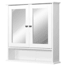Armário de banheiro com espelho, montado na parede, 2 portas, 3 prateleiras, armário de parede para cozinha, banheiro e sala de estar, em MDF resistente e fácil de limpar, branco, 56 x 13 x 58 cm