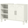 Móvel de banheiro moderno com 2 portas e prateleiras ajustáveis, 90x30x63 cm, creme