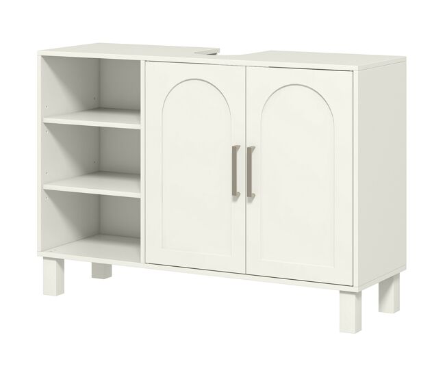 Mueble bajo lavabo mueble de baño moderno con 2 puertas y estantes ajustables 90x30x63 cm crema