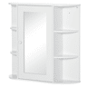 Armário de banheiro com espelho, armário suspenso para vaso sanitário com 1 porta, 2 prateleiras internas e 6 prateleiras laterais para sala de estar, cozinha e quarto, 66x17x63 cm, branco