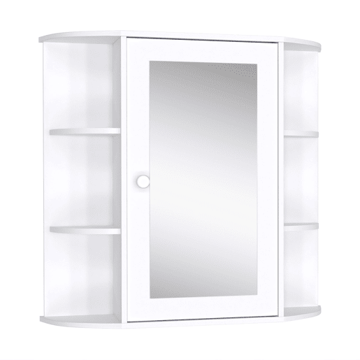 Armário de banheiro com espelho, armário suspenso para vaso sanitário com 1 porta, 2 prateleiras internas e 6 prateleiras laterais para sala de estar, cozinha e quarto, 66x17x63 cm, branco Armário de banheiro com espelho, armário suspenso para vaso sanitário com 1 porta, 2 prateleiras internas e 6 prateleiras laterais para sala de estar, cozinha e quarto, 66x17x63 cm, branco